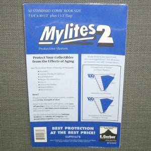 Mylites 2 Mil Comic Book Standard Size 7 1/4" x 10 1/2" Plus 1-1/2" Flap Pack of 50